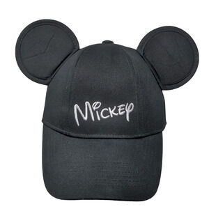 Disney Men's Snapback Mickey Ears Hat Black Adjustable 100% Cotton